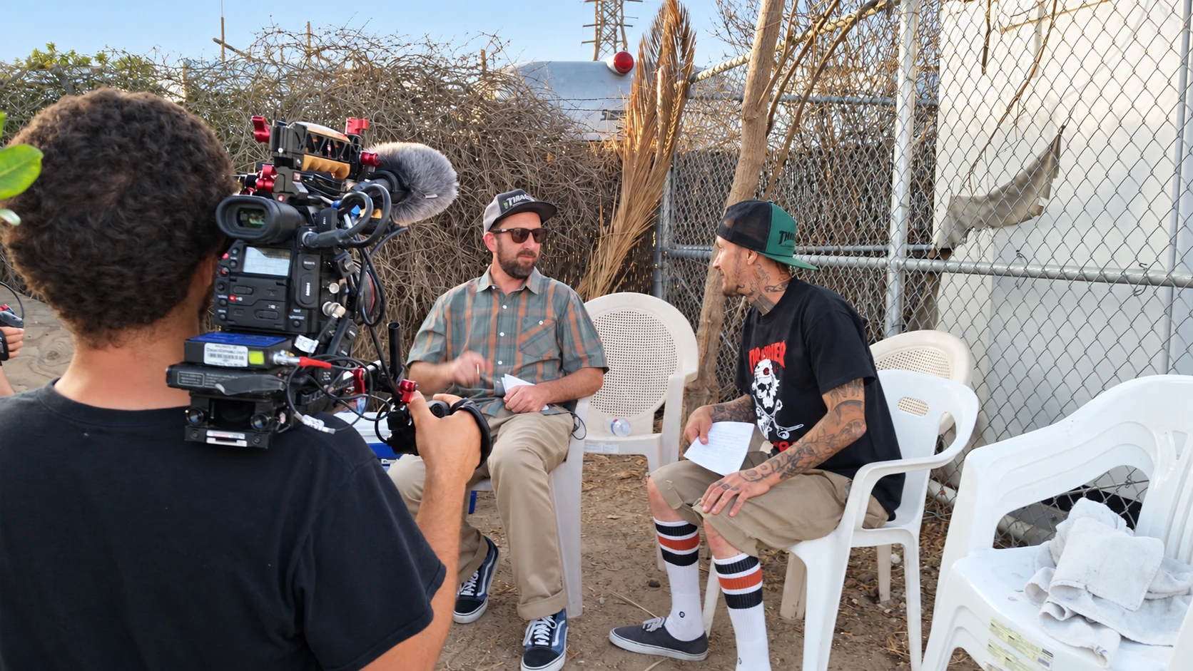 An interview setup during King of the Road production