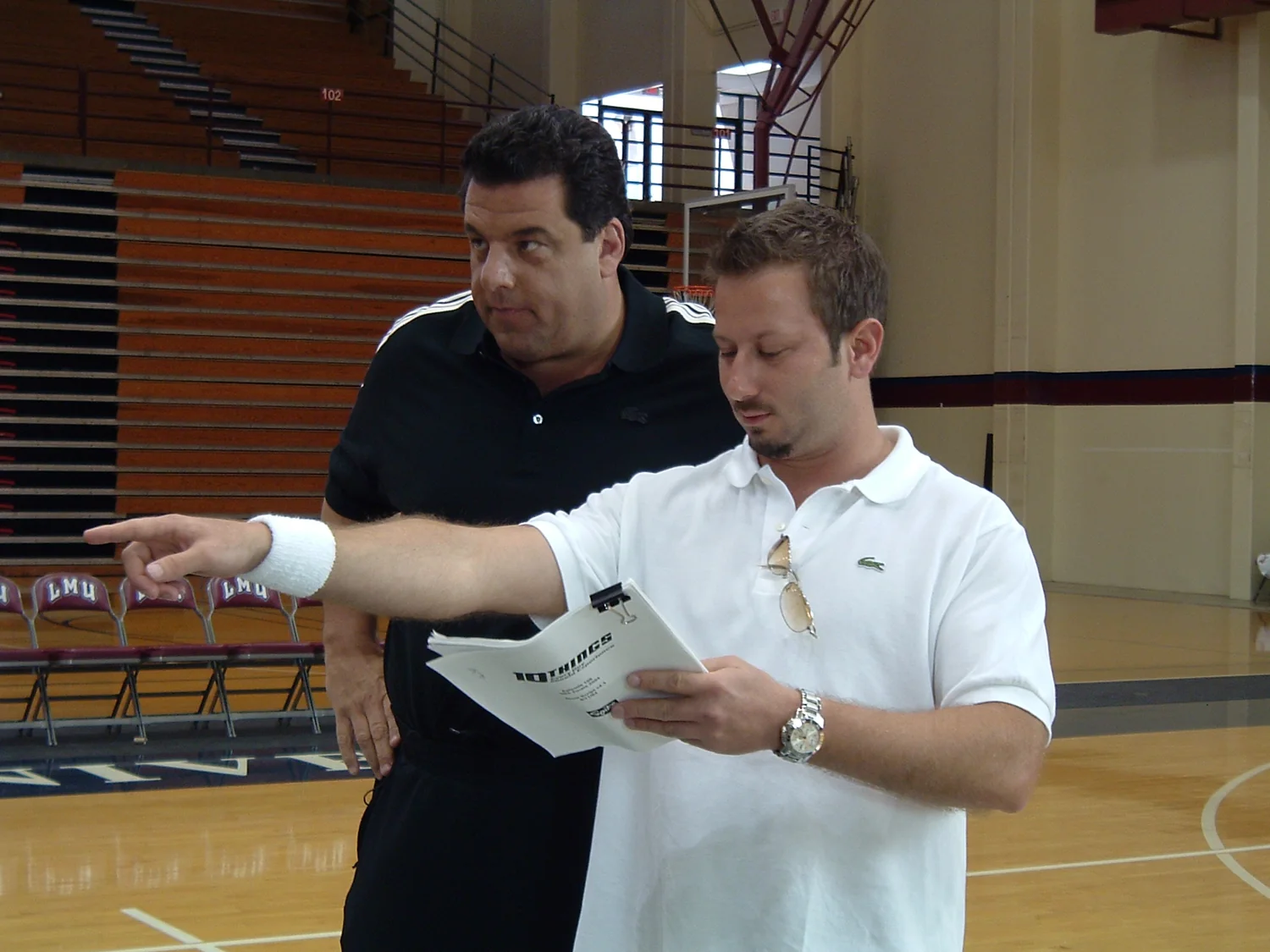 Sergio Myers directing with actor Steve Schirripa during production of 10 Things Every Guy Should Experience.