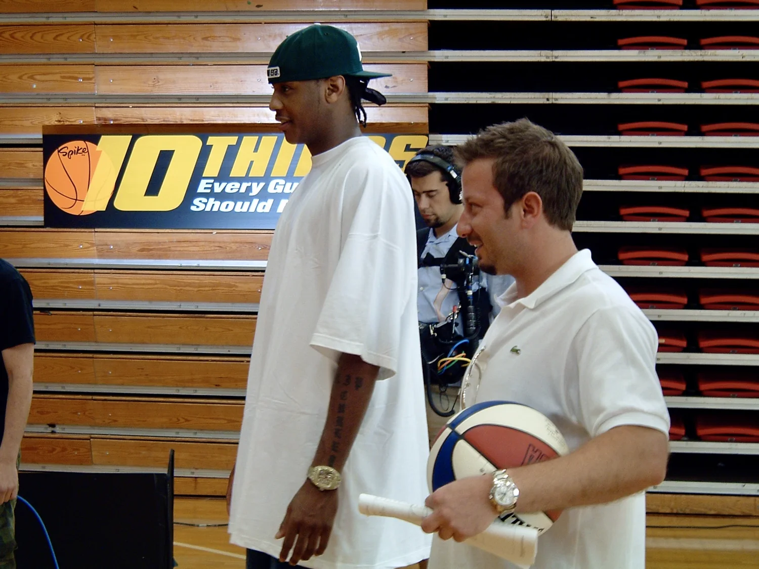 Sergio Myers with NBA star Carmelo Anthony during production of 10 Things Every Guy Should Experience.