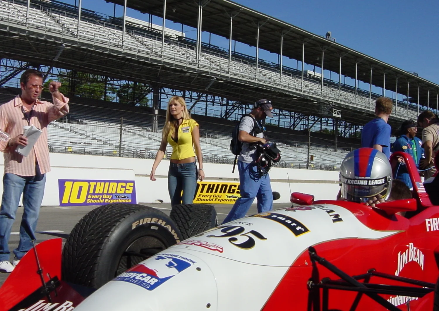 Production beside an Indy car for 10 Things Every Guy Should Experience